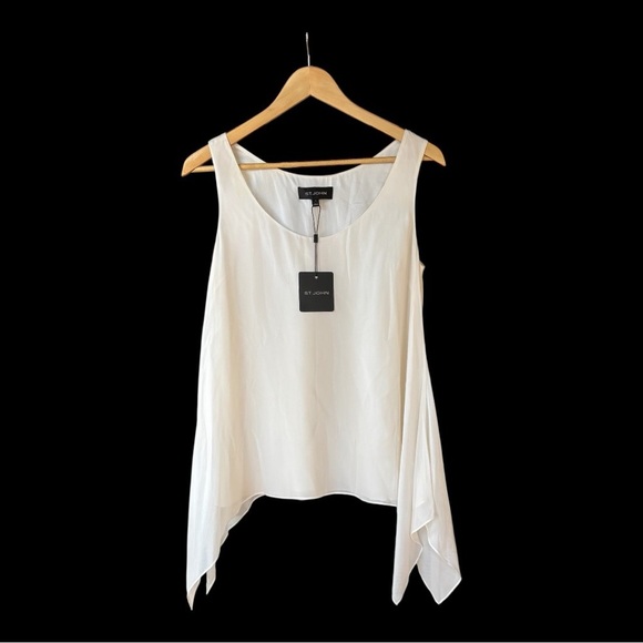 ST. JOHN 100% Silk Asymmetrical Blouse - Picture 2 of 14